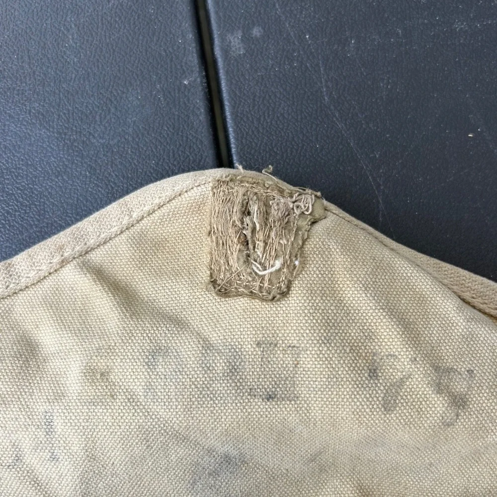EARLY Vintage Beige Cream Bag Pouch Button Closure Bag Vintage Antique